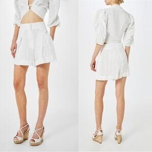 NWT Just Bee Queen High Rise Linen Pockets Marlow Chino Shorts White Sz: Medium